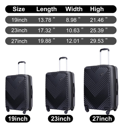 5 Piece Hardside Luggage Set Hardshell Expandable Lightweight Suitcase TSA Lock Spinner Wheels with Duffel Bag.(Black)
