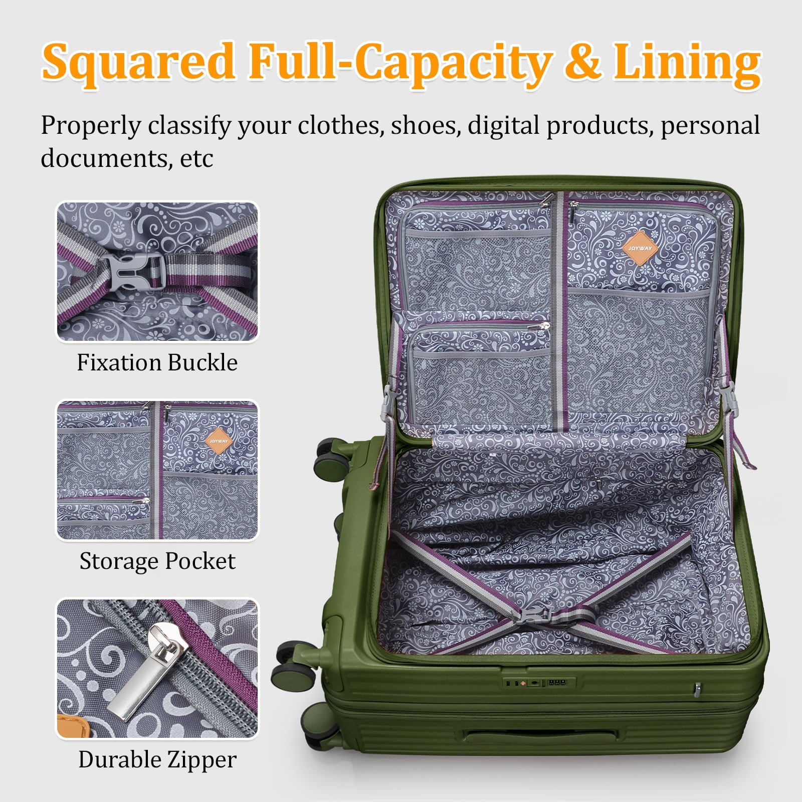 4  Luggage Sets PC Hardshell Front-Opening Spinner Luggage Set – Lightweight, Durable & TSA-Approved (Green)