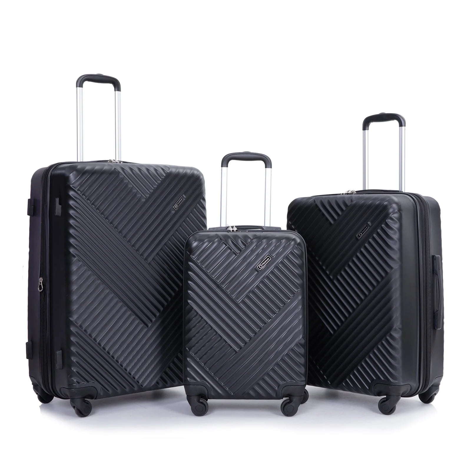 5 Piece Hardside Luggage Set Hardshell Expandable Lightweight Suitcase TSA Lock Spinner Wheels with Duffel Bag.(Black)