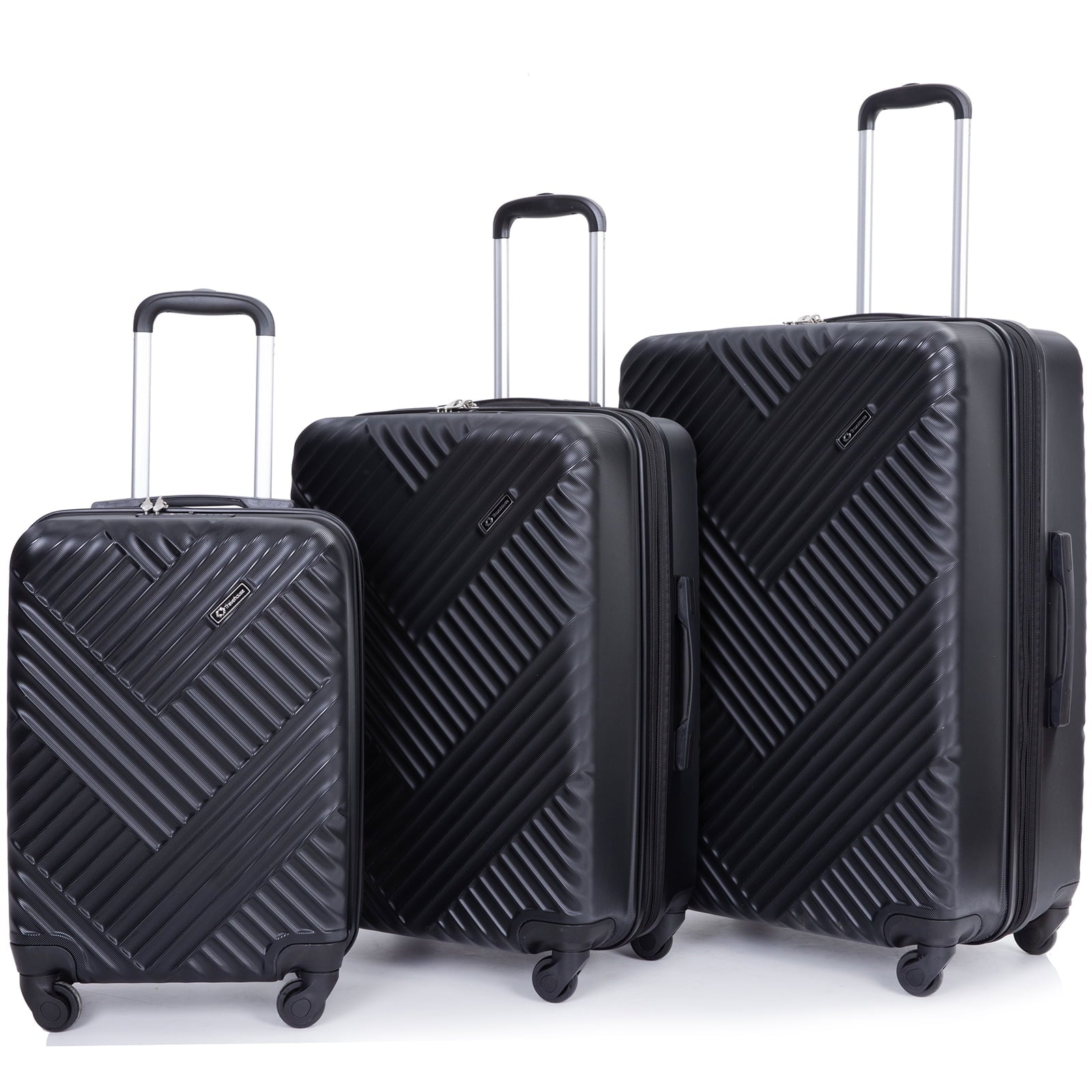 5 Piece Hardside Luggage Set Hardshell Expandable Lightweight Suitcase TSA Lock Spinner Wheels with Duffel Bag.(Black)
