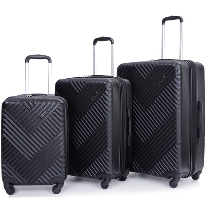 5 Piece Hardside Luggage Set Hardshell Expandable Lightweight Suitcase TSA Lock Spinner Wheels with Duffel Bag.(Black)