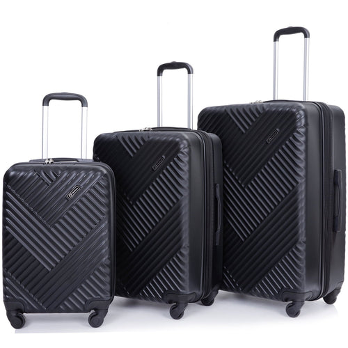 5 Piece Hardside Luggage Set Hardshell Expandable Lightweight Suitcase TSA Lock Spinner Wheels with Duffel Bag.(Black)