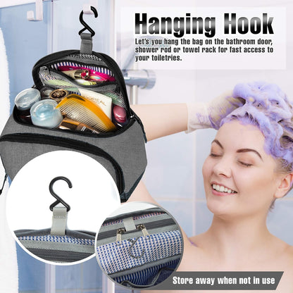 Travel Toiletry Bag for Men and Women Nylon Dopp Kit Shaving Bag Organizer - Small Water-Resistant, Mens Toiletry Bag Travel Kit Shaving Case (Dop-Snowgray)