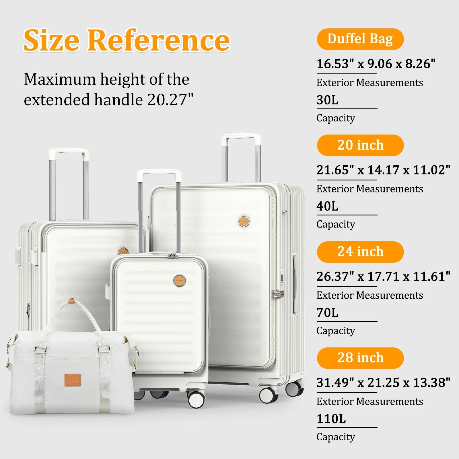 4  Luggage Sets PC Hardside Spinner Luggage -（Expandable Suitcase20"24"）28-In Checked Luggage