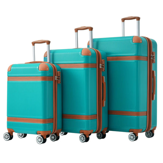 3 Pcs Luggage Travel Suitcase with 8 Spinner Wheels TSA Lock Collision-Protection Angle Travel Rolling Luggage 20'' 24'' 28''