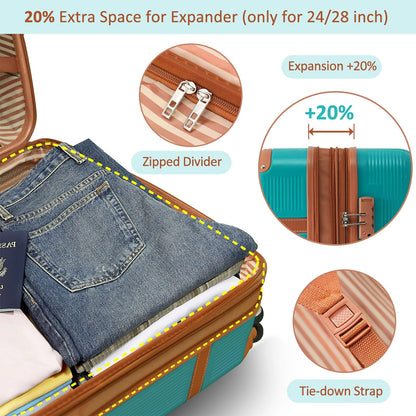 3 Pcs Luggage Travel Suitcase with 8 Spinner Wheels TSA Lock Collision-Protection Angle Travel Rolling Luggage 20'' 24'' 28''