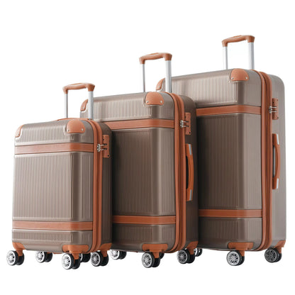 3 Pcs Luggage Travel Suitcase with 8 Spinner Wheels TSA Lock Collision-Protection Angle Travel Rolling Luggage 20'' 24'' 28''